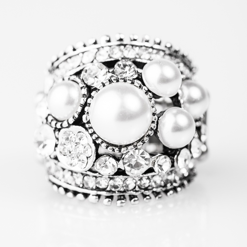 Rhinestone and Pearl Ring
